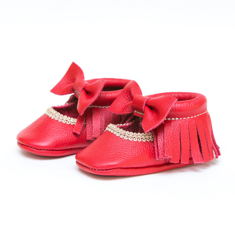 Bow Mary Janes - Candy Apple Red