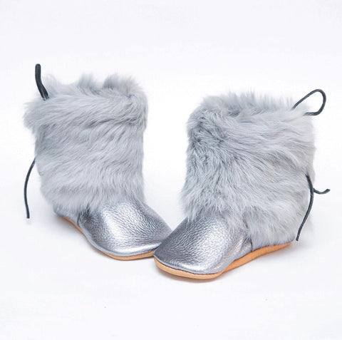 Fur Boot - Pewter w/ Gray Rabbit Fur
