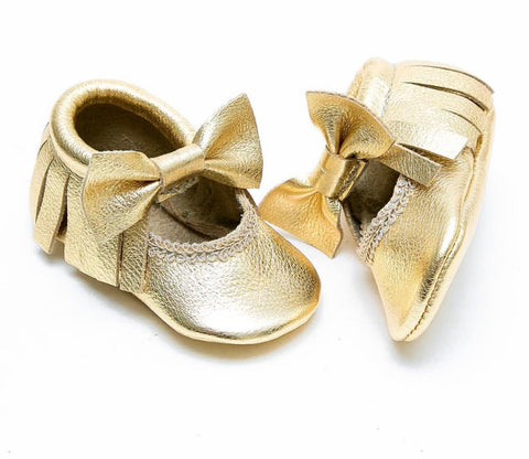 Bow Mary Janes - Gold